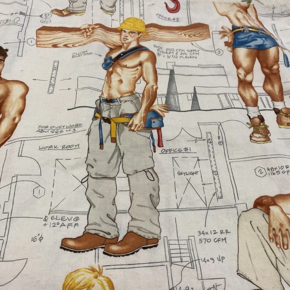 The Construction Worker fabric pillow case Pin up Alexander Henry standard